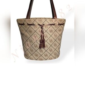 Dooney & Bourke Vintage Signature DB Monogram Canvas Bucket Tote Bucket Purse